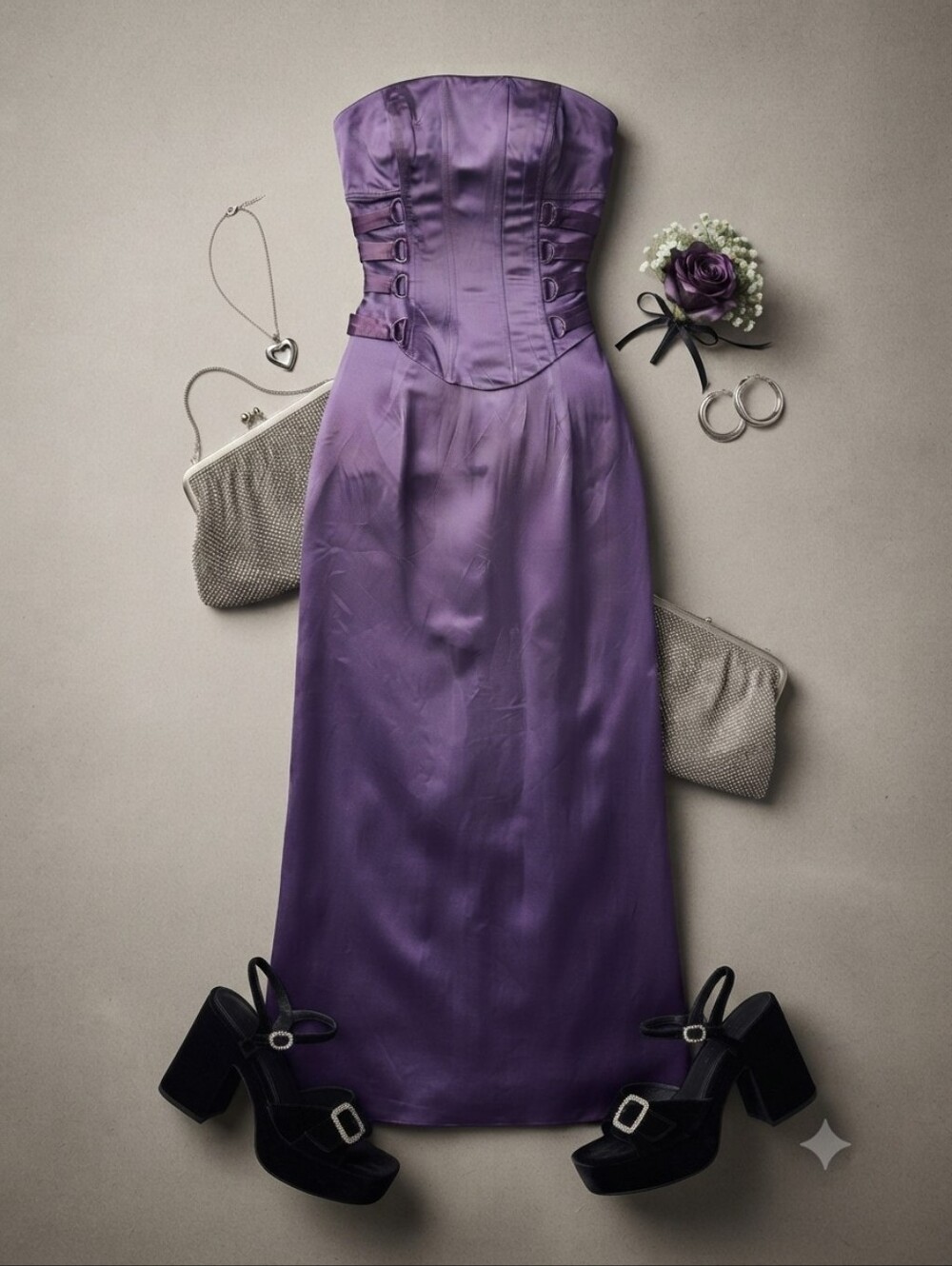 90s Y2K Jessica Mcclintock Gunne Sax Purple Corset Style Strapless Formal Dress